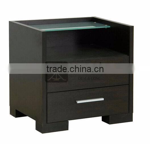 NI-109 Glass Top Bed Cabinet Nightstnad