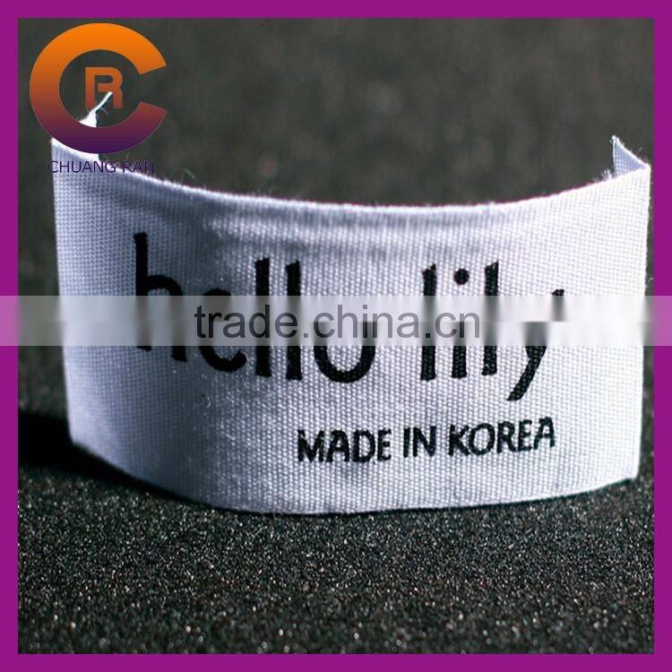 Wholesales black logo printed customize made cotton cheap woven custom t-shirt labels and tags