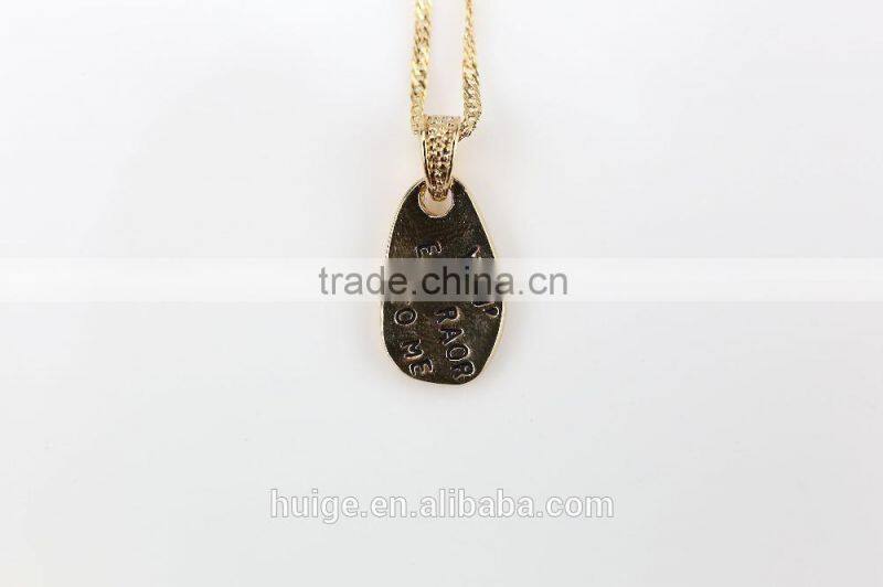 2015 Yiwu Jewellery Hot Sales Brass Chain Gold Plated Fashion Pendant Necklace