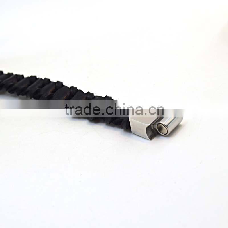 magnetic bracelets for women genuine braided black leather bracelet