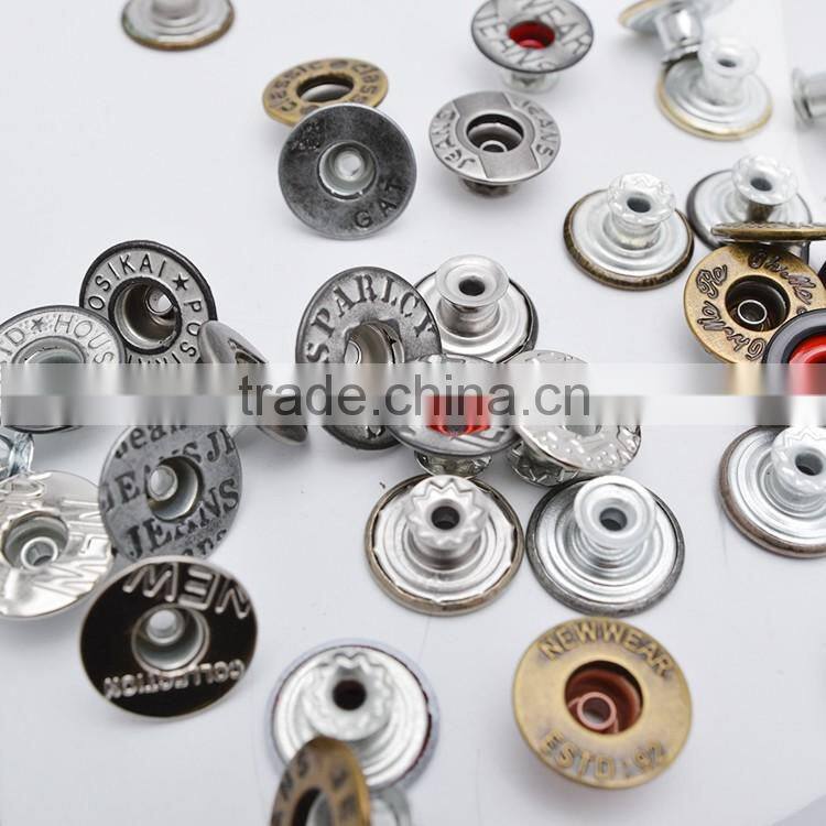 Quality Decorative Gold Metal Rivet Brand Logo Jeans Button