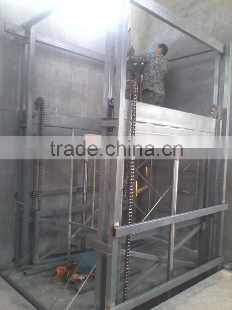SJG Hydraulic cargo lift/guide rail lift/goods lift for warehouse