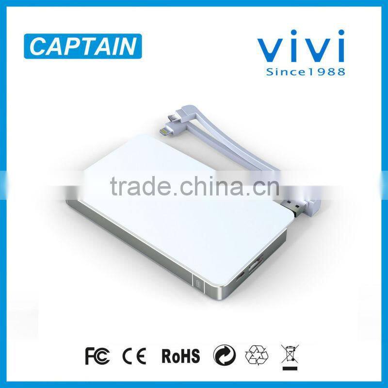 power booster dual usb cable detachable 8000mah 4 LED indicators for smartphone tablets ROHS CE FCC