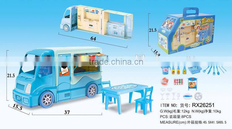 Children toy kitchen tool set breakfast cart mobile coffee cart