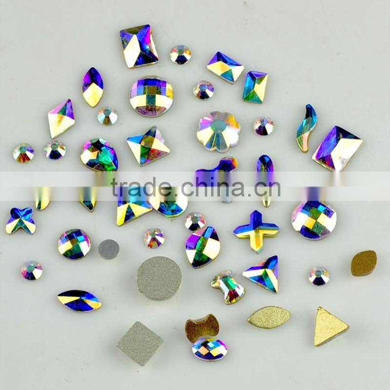 New design flat back crystal nail art rhinestone, assorted shapes nail art rhinestones