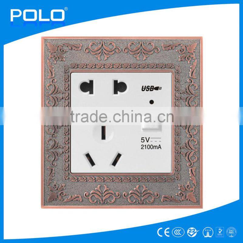 Wholesale 3 pin electric socket universal double wall usb