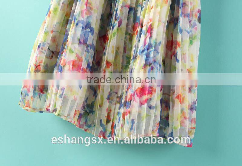 2014 new style printed floral chiffon dresses