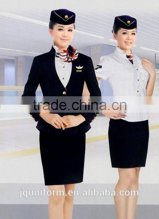 Formal airline stewardess uniform red air hostess costume for air hostess uniform