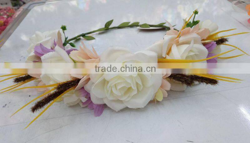 Newest Design Women Girls Artificial Flower Headband Tiara Crowns Garland Wedding For Adults
