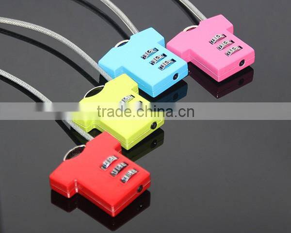 T-shirt Shaped Resettable 3 Digit Travel Luggage Suitcase Alloy Padlock Steel Wire Changeable Combination Lock
