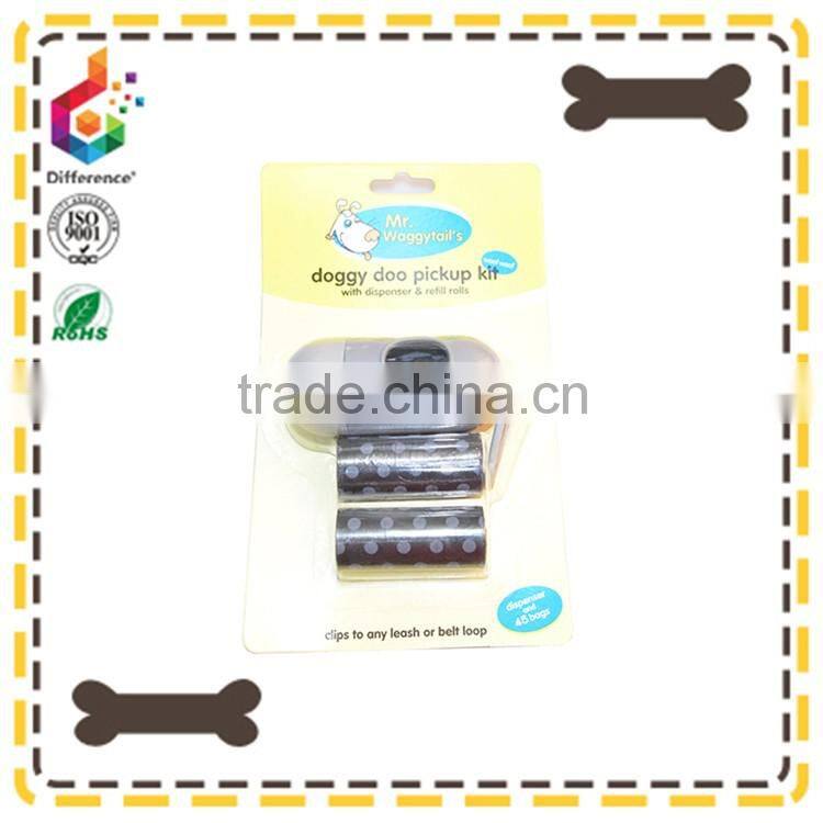 Pill shape blue dog waste bag holder with two rolls