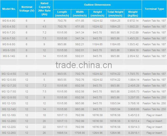 EverExceed small size GEL sealed lead acid battery