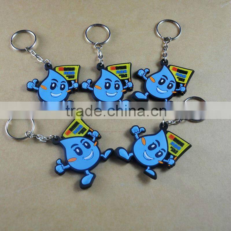 Water drop shape soft pvc keychain/custom keyrings