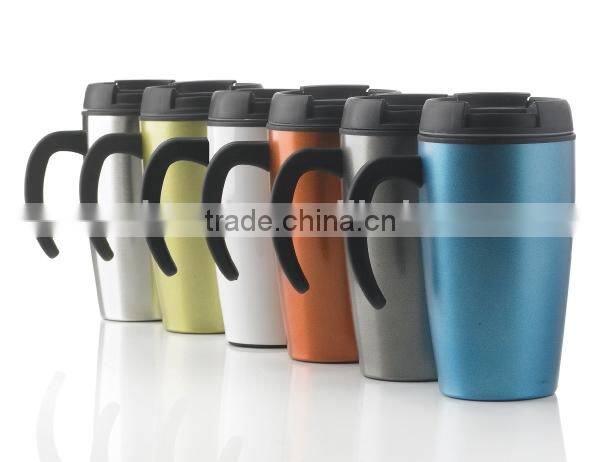 400ml portable sport travel stainless steel thermal vacuum mug with handle