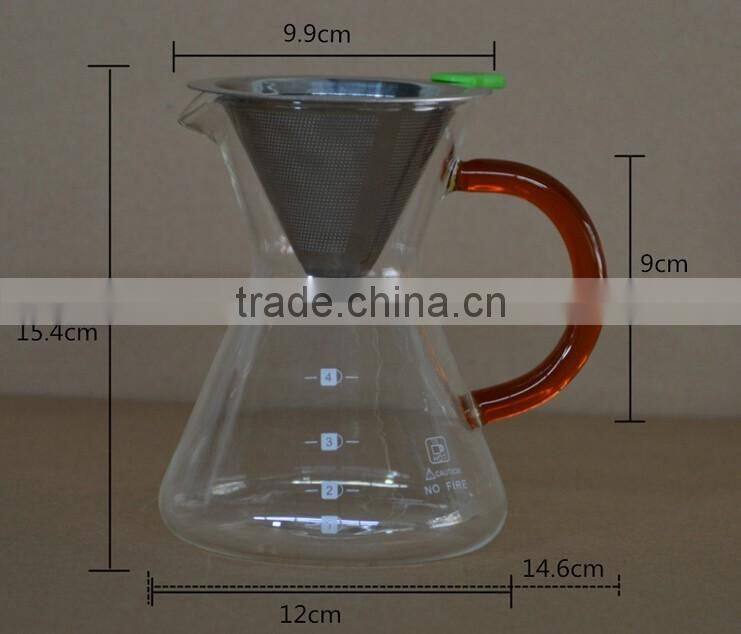 300ml Manual Drip Glass Coffee Maker With Stainless Steel Filter