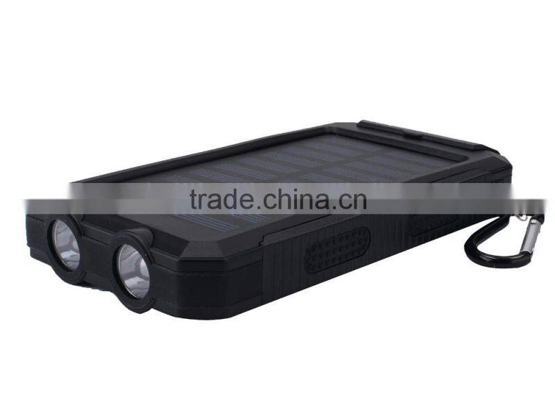 Promotional solar energy mobile phone charger ip67 waterproof power bank 8000mah