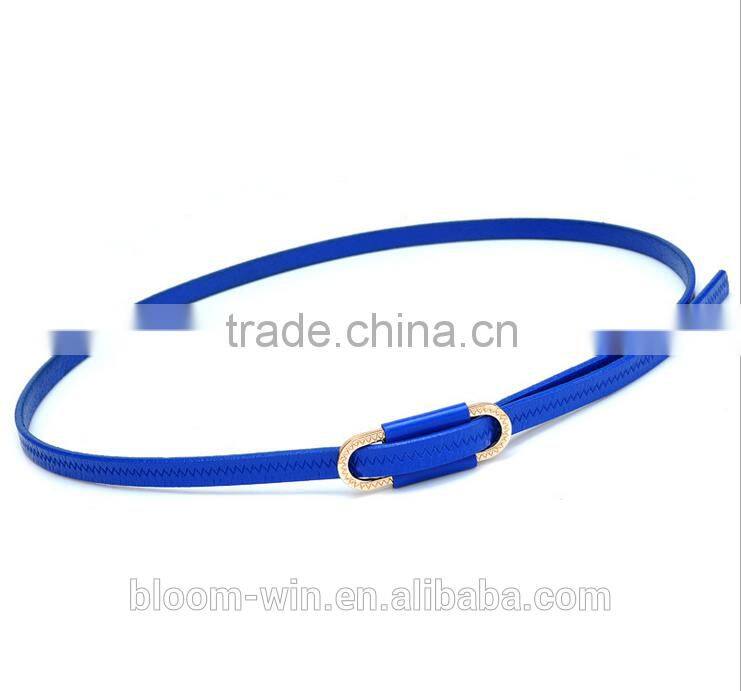 Fashion PU belt with stone attached buckle in 1cm width