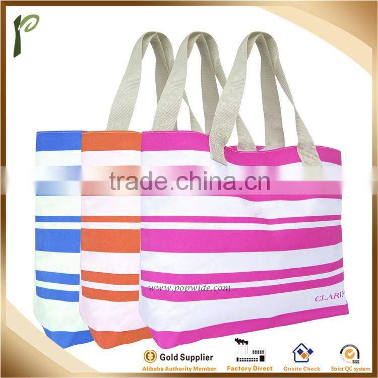 Popwide newest 2014 Color stripes Beach Bag/ Polyester tote bag