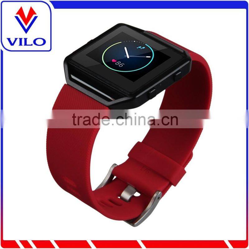 For Fitbit Blaze bands,Soft Silicone Watch Band Replacement Wrist Strap with black Metal Frame Case for Fitbit Blaze