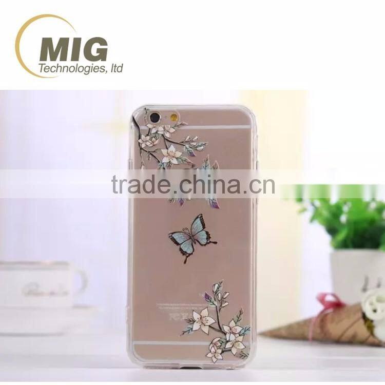 Colorful drawing hollow flower deer animal soft tpu mobile phone case for iphone 6 / 6s / plus 4.7 & 5.5 inch 12 colors optional