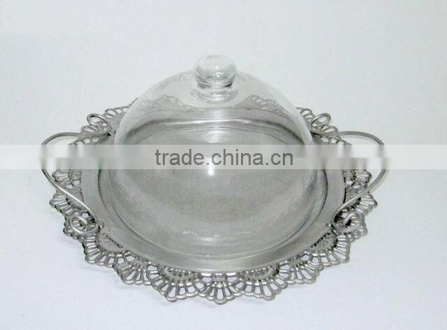 100065SA-1-Chromed Metal and Glass Dome Holder