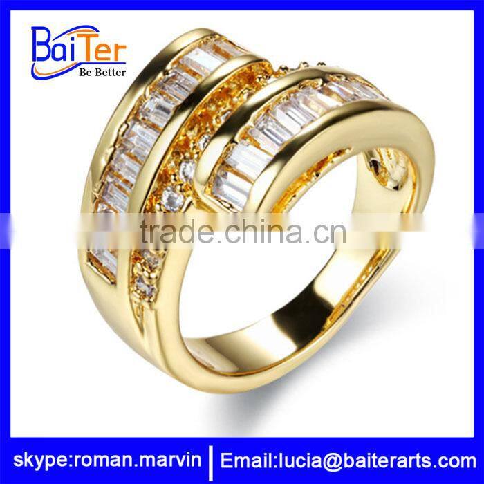 Custom wholesale women's 18K gold plated night club empire cool CZ copper rings for girls