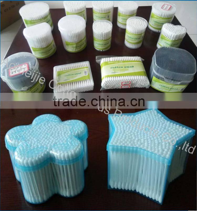 Double tips colored stick cotton cleaning swabs with dozen pack