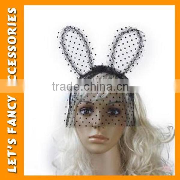 PGHD0240 Cute lace headband with rabbit ear hairband for party hair jewelry wholesale girl hair accessories headband