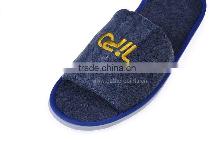High Quality New Design Cotton Velour Open Toe Hotel Slipper