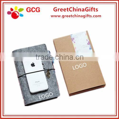 Custom logo school notebook with felt cover