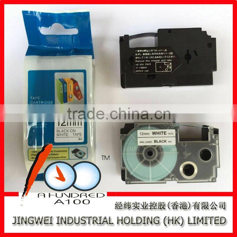XR-12WE1 black on white 12mm for compatible casio EZ label printer tape