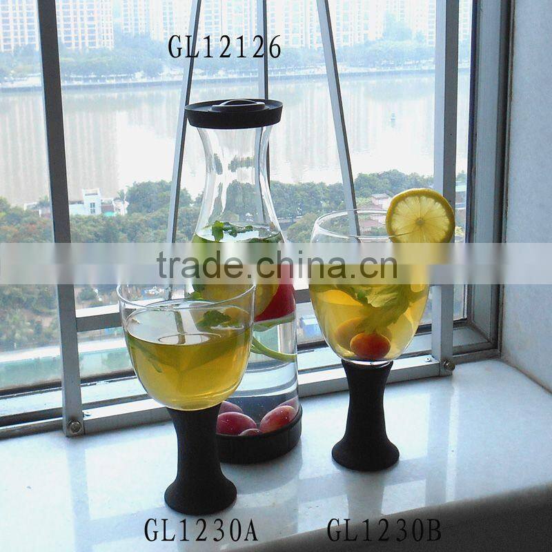 handmade black colour stem glass white wine glass
