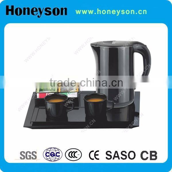 Hotel amenities popular electrical stainless steel kettle with rotation tray