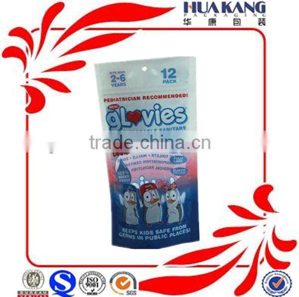 ziplock plastic bone bag for packaging hand-covers glovies