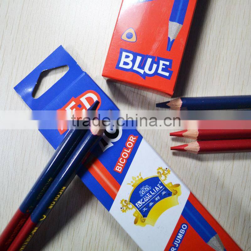 7" jumbo size high quality 5.0mm red and blue lead double colored pencil