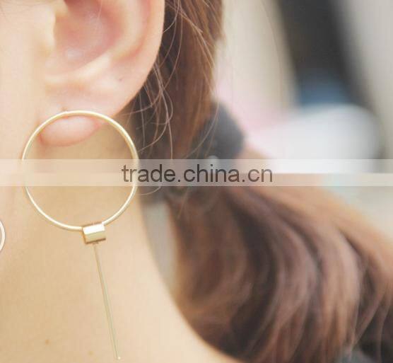 New Arrival Woman Fashion Simplicity Circle Brass Stud Earrings
