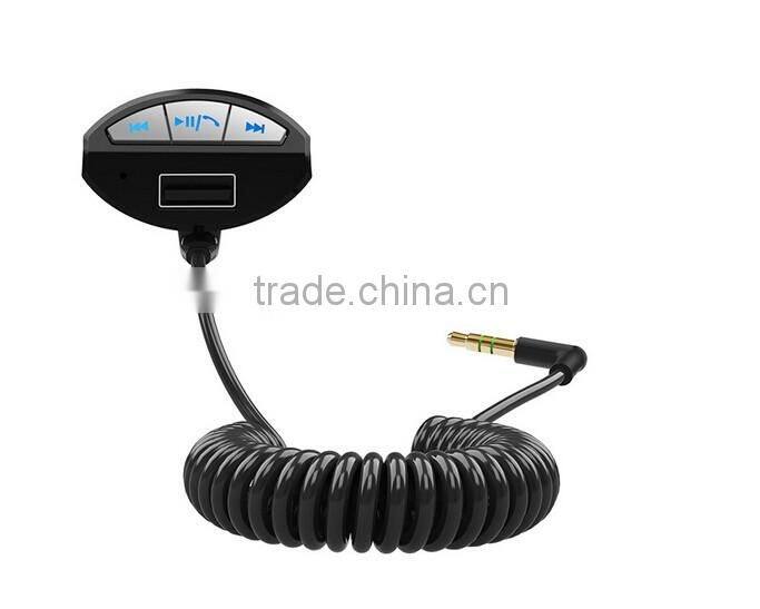 3.5mm Car Handsfree Bluetooth AUX Music Stereo Audio Receiver Adapter with 2.1A USB Charger