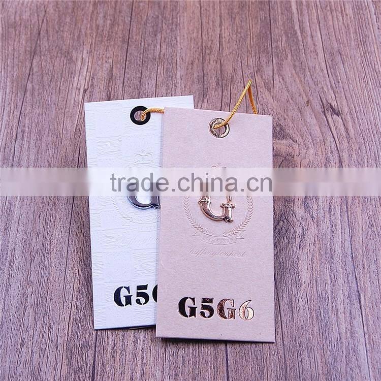 Unique embossed price size string hang tags with metal logo