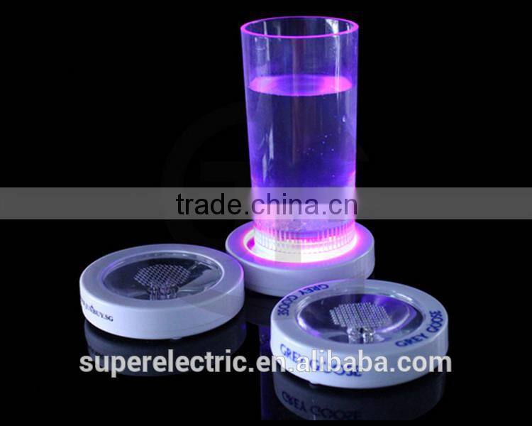 Hot sale transparent led bottle mats customized design light up led drink coaster