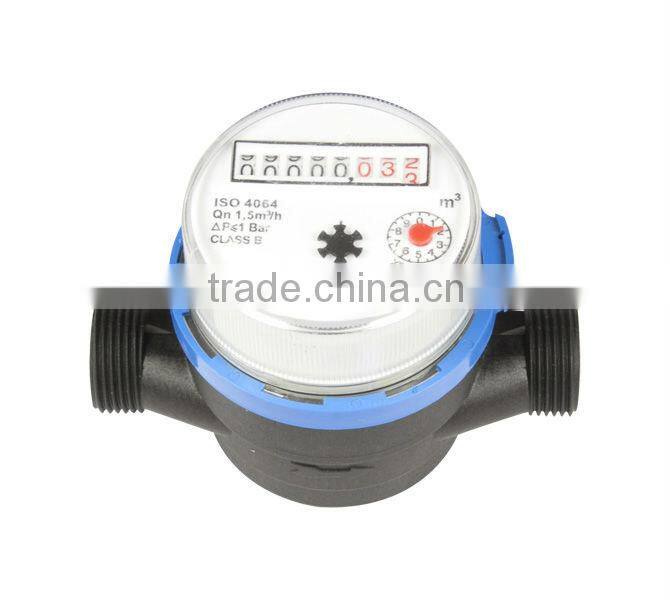 Single jet plastic water meter 1/2"