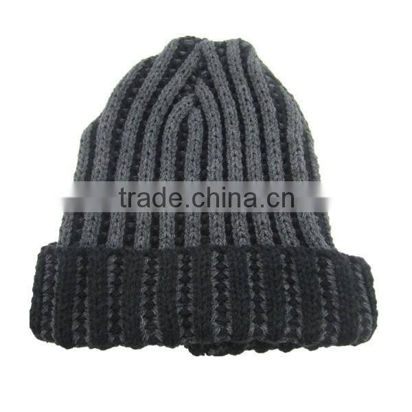 Different color offer acrylic men's Stripe Beanie cap