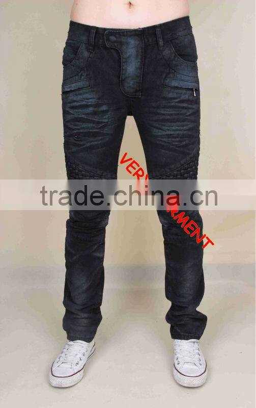 Hand made high quality black denim pants jeans denim jeans