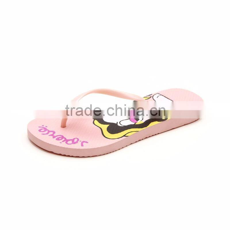 2016 fashion new hand painted design flat light pink PE summer beach sandal for women T strap