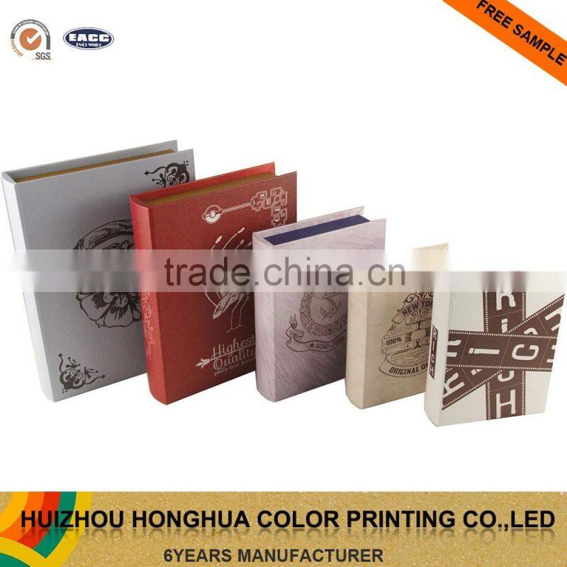 Decorative Wooden Book Shape Box Synthetic Leather Fake Book Gift Box