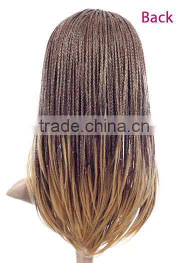 Blonde kinky twist afro braided wig lace front african box micro braid wig