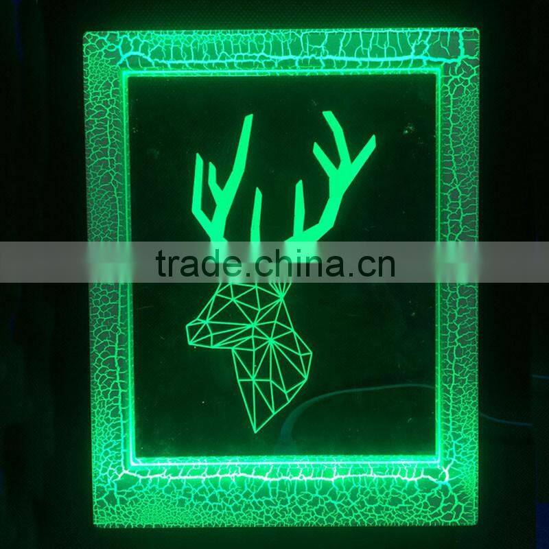 Creative Christmas Decoration Gift 3D Deer Photo Frame LED 7 Colors Flashing Desk Night Light