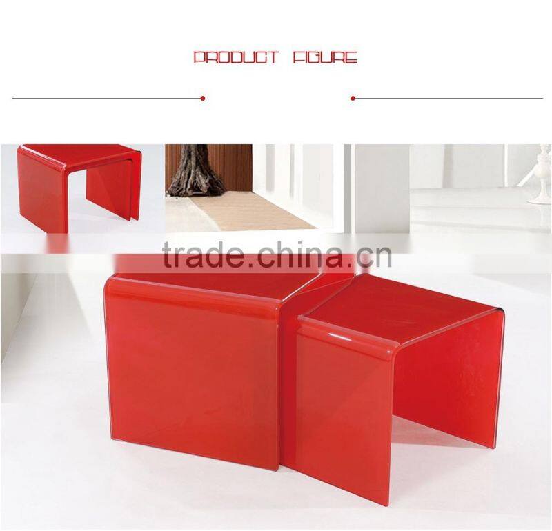 Fashion Design Special Shape All Glass Transparent Coffee Table Glass Top 1+1 cafe table