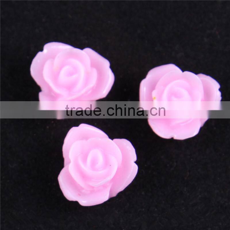 Bulk sale 12mm Resin artificial pink flowers beautiful 12mm rose resin flower For Jewelry & Phone Case & Nail Art -zhiya factory