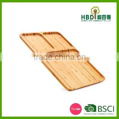 Bamboo square plate,wooden compartment tray for sale
