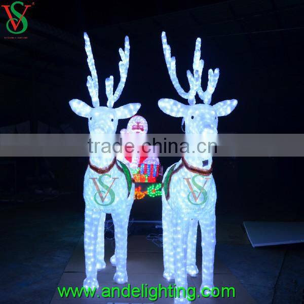 Christmas lights 3D acrylic deer motif light decoration deer carriage light Factory price